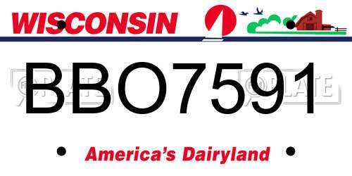 BBO7591 Wisconsin License Plate
