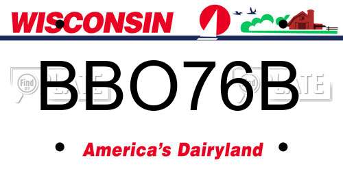 BBO76B Wisconsin License Plate