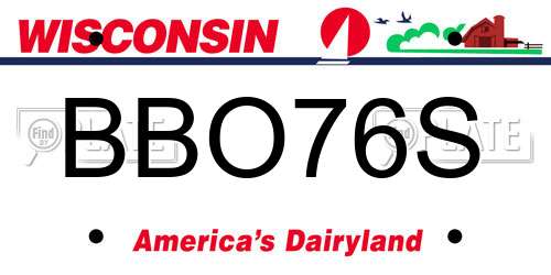 BBO76S Wisconsin License Plate