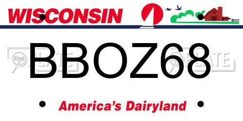 BBOZ68 Wisconsin License Plate