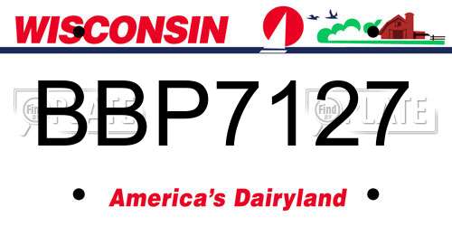 BBP7127 Wisconsin License Plate