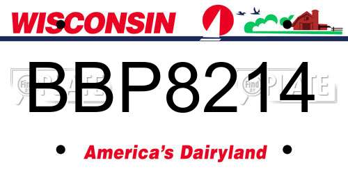 BBP8214 Wisconsin License Plate
