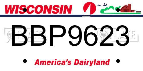 BBP9623 Wisconsin License Plate