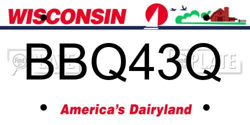 BBQ43Q Wisconsin License Plate