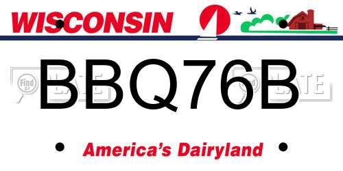BBQ76B Wisconsin License Plate