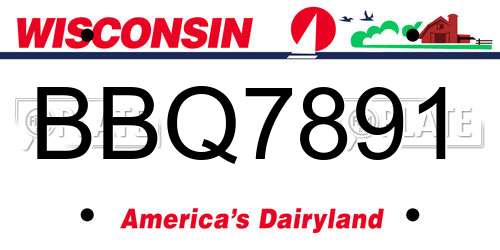 BBQ7891 Wisconsin License Plate