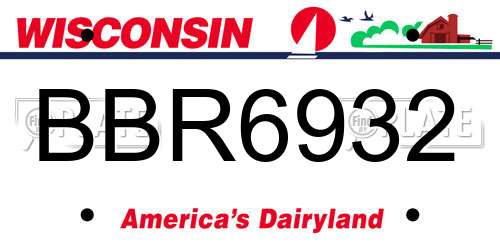 BBR6932 Wisconsin License Plate