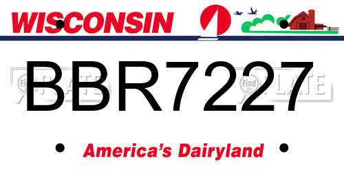 BBR7227 Wisconsin License Plate