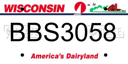 BBS3058 Wisconsin License Plate