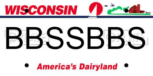 BBSSBBS Wisconsin License Plate