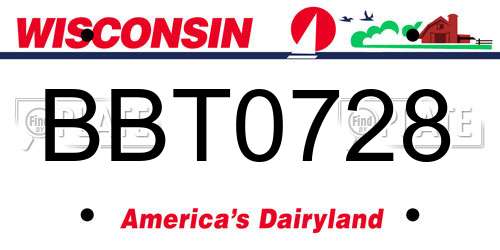 BBT0728 Wisconsin License Plate