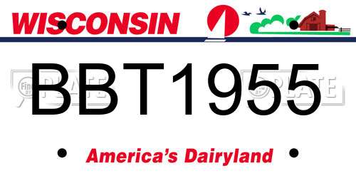 BBT1955 Wisconsin License Plate