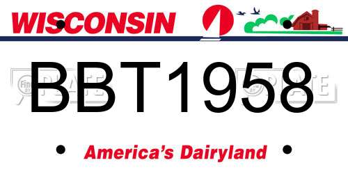 BBT1958 Wisconsin License Plate