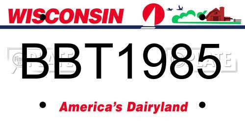 BBT1985 Wisconsin License Plate