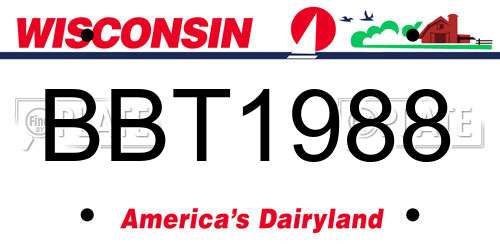 BBT1988 Wisconsin License Plate