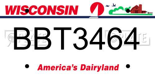 BBT3464 Wisconsin License Plate