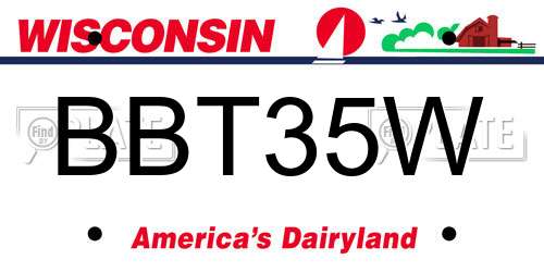 BBT35W Wisconsin License Plate