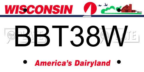 BBT38W Wisconsin License Plate
