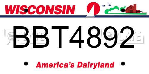 BBT4892 Wisconsin License Plate