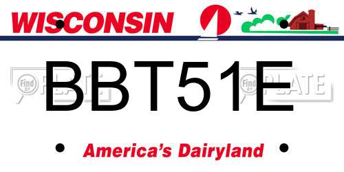 BBT51E Wisconsin License Plate