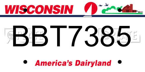 BBT7385 Wisconsin License Plate
