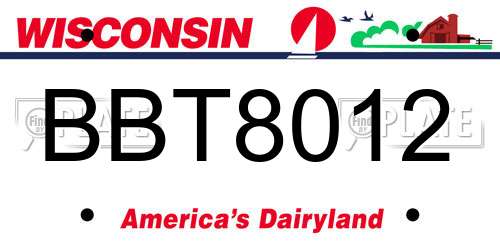 BBT8012 Wisconsin License Plate