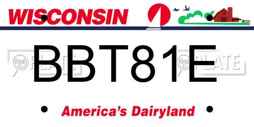 BBT81E Wisconsin License Plate