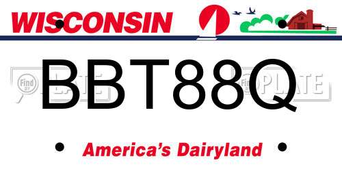 BBT88Q Wisconsin License Plate