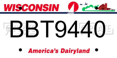 BBT9440 Wisconsin License Plate