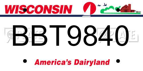 BBT9840 Wisconsin License Plate