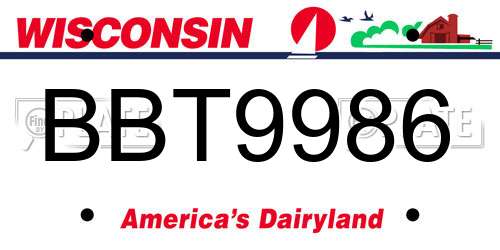 BBT9986 Wisconsin License Plate
