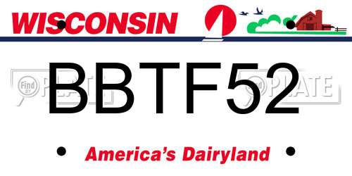 BBTF52 Wisconsin License Plate