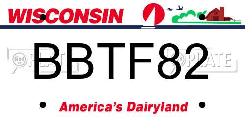 BBTF82 Wisconsin License Plate