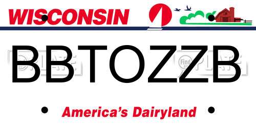 BBTOZZB Wisconsin License Plate