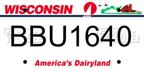 BBU1640 Wisconsin License Plate