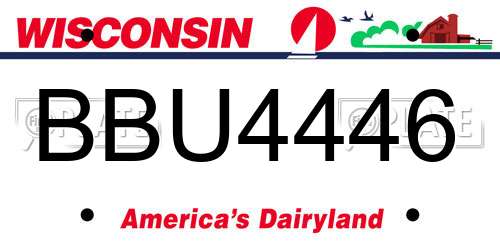 BBU4446 Wisconsin License Plate