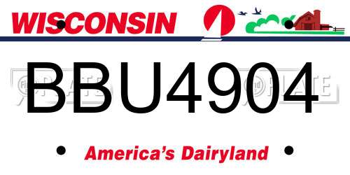 BBU4904 Wisconsin License Plate
