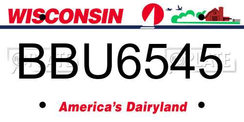 BBU6545 Wisconsin License Plate