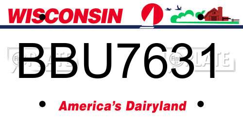 BBU7631 Wisconsin License Plate