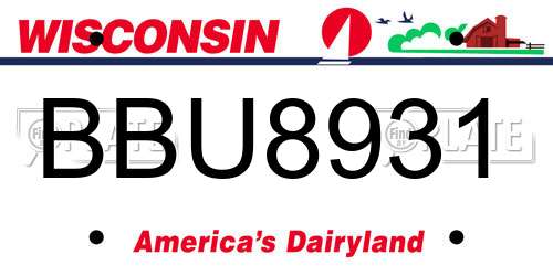 BBU8931 Wisconsin License Plate