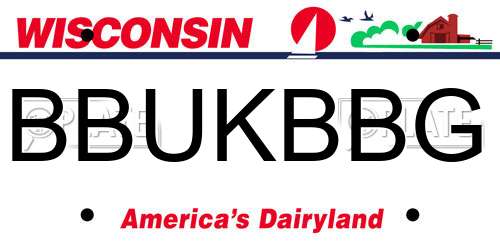 BBUKBBG Wisconsin License Plate