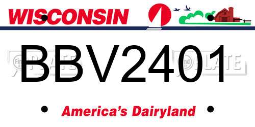 BBV2401 Wisconsin License Plate