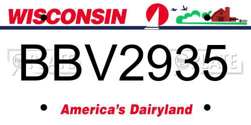 BBV2935 Wisconsin License Plate
