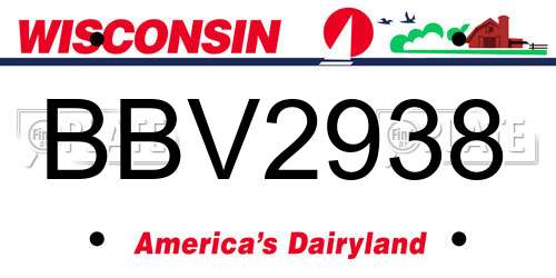 BBV2938 Wisconsin License Plate