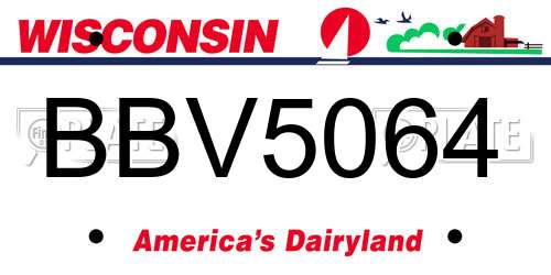BBV5064 Wisconsin License Plate
