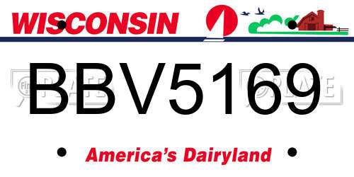 BBV5169 Wisconsin License Plate