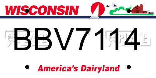 BBV7114 Wisconsin License Plate