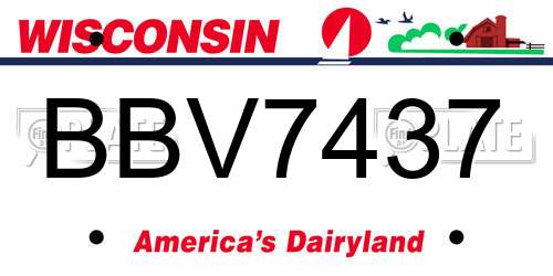 BBV7437 Wisconsin License Plate