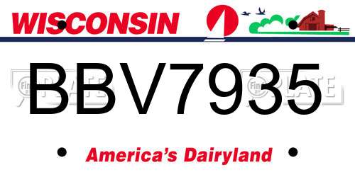BBV7935 Wisconsin License Plate