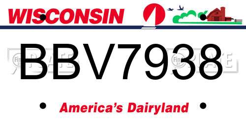 BBV7938 Wisconsin License Plate